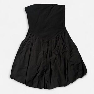 black strapless bubble skirt minidress